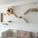 Arbre à chat mural en bois pour escalade