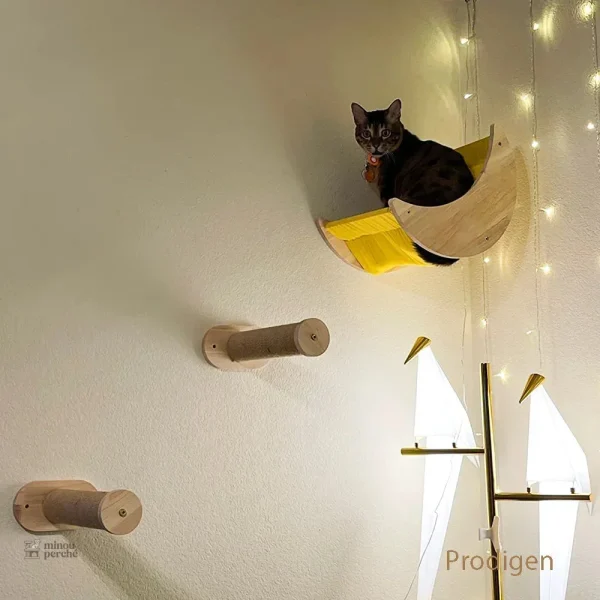 Escalier en bois pour arbre à chat mural