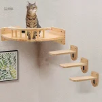 Arbre à chat mural en bois avec plateforme d'observation