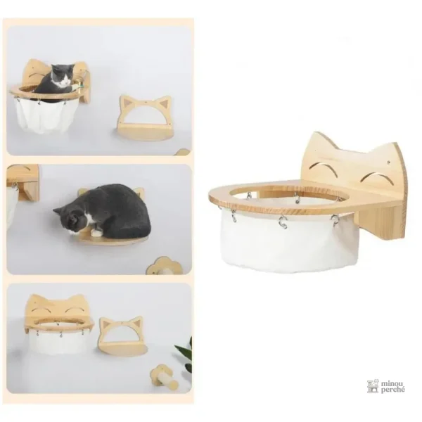 Arbre à chat mural avec hamac pour le repos des félins