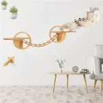 Arbre à chat mural - Maison, hamac et pont suspendu