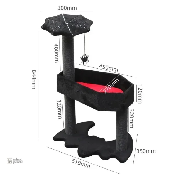 Arbre à chat noir gothique pour chats élégants