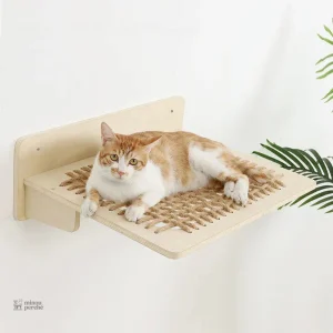 Plateforme pour chat en bois et cordes