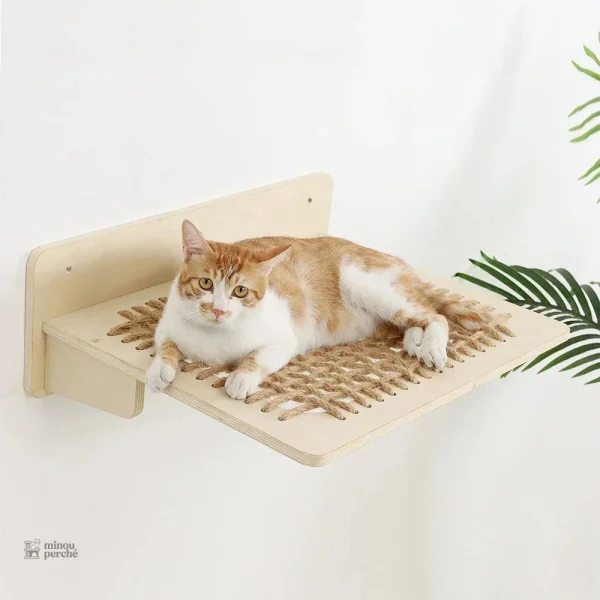 Plateforme pour chat en bois et cordes