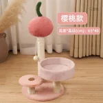 Arbre à chat rose avec matériaux doux et attractifs