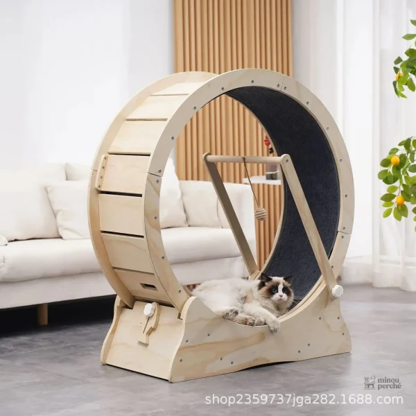 Structure de jeu pour chats avec roue amusante