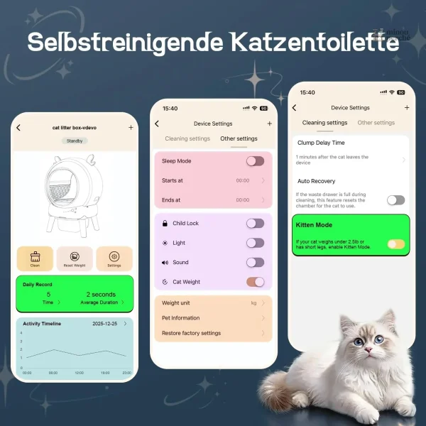 Bac à litière pour chat, nettoyage intelligent et facile