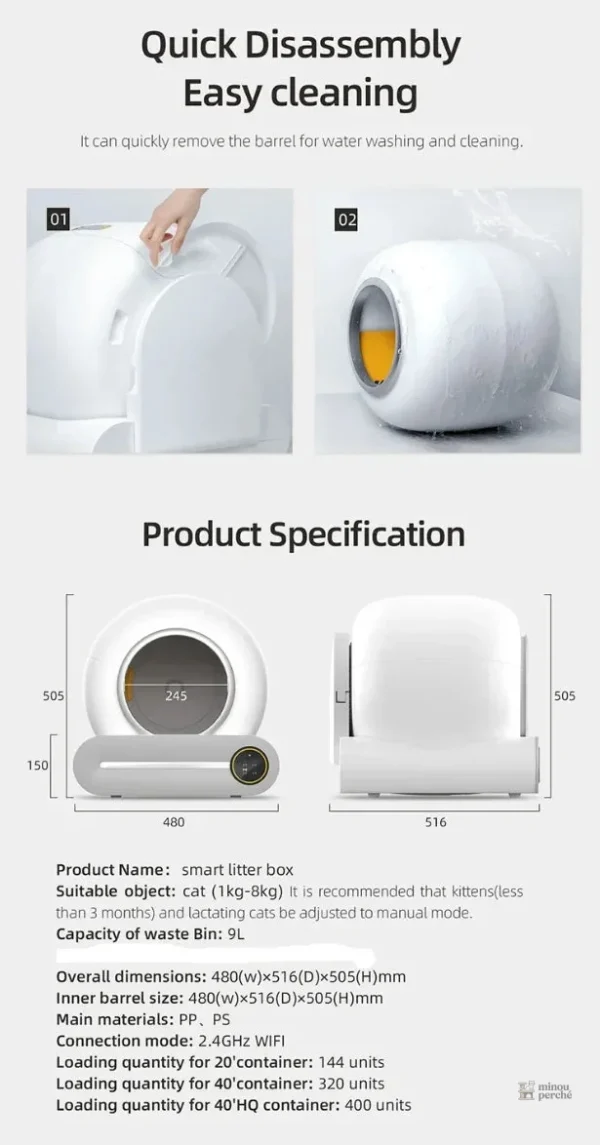 Design innovant du bac à litière SmartDome