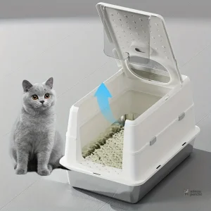 Bac à litière durable en acier inoxydable pour chats