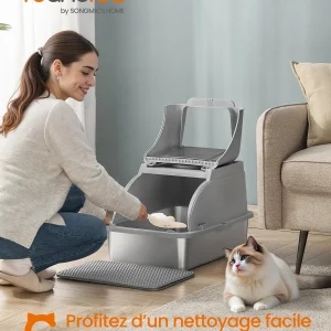 Bac à litière chat en acier inoxydable CleanSteel Premium
