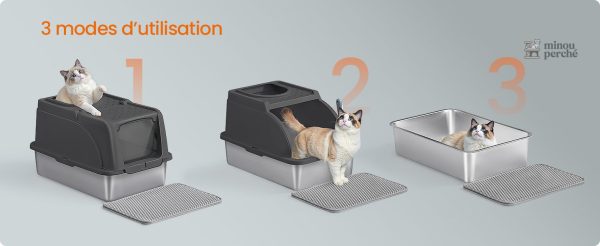 Litière chat robuste avec entrée double