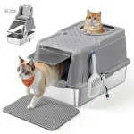 Bac à litière chat en acier inoxydable CleanSteel Premium - vue 3