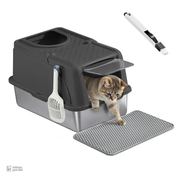 Bac à litière chat en acier inoxydable CleanSteel Premium - vue 5