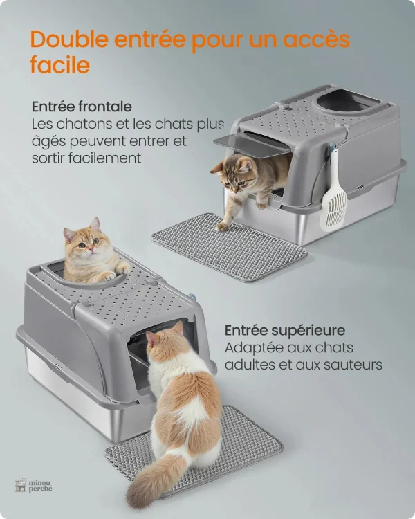 Litière chat avec double entrée pratique