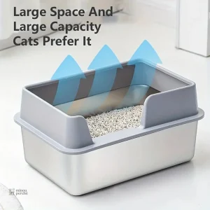 Bac à litière durable en acier inoxydable pour chats