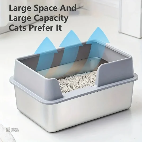 Bac à litière durable en acier inoxydable pour chats