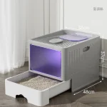 Bac à litière avec tiroir et protection UV, confortable pour les chats