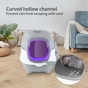 Bac à litière avec purification UV pour chats