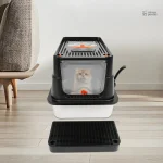 Bac à litière inox avec pédale pour chat