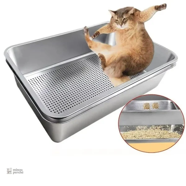 Bac à litière ouvert en inox SteelTray EasyClean