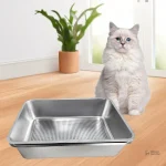 Bac à litière en inox anti-projection pour chat