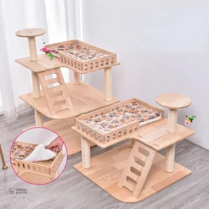Arbre à chat en bois - Modèle WoodlandPaws