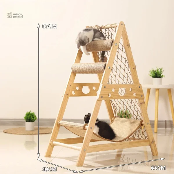 Arbre à chat en bois avec espace de repos confortable