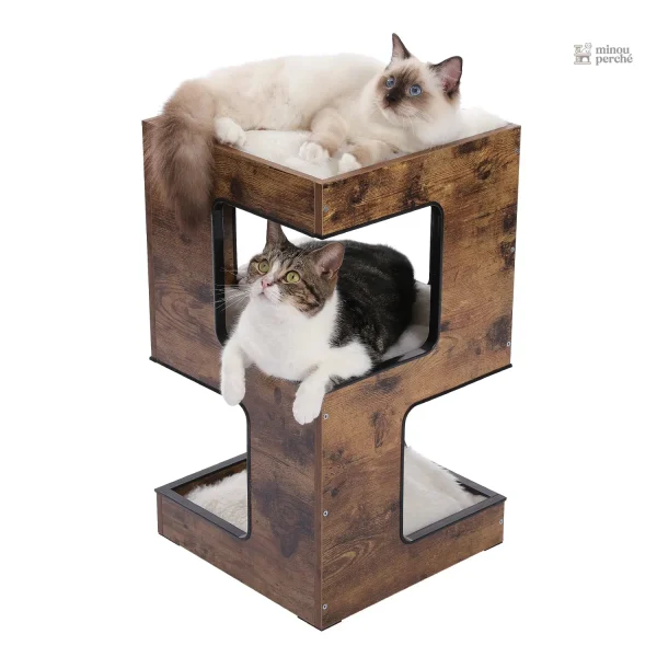 Arbre à chat en bois pour un espace de jeu