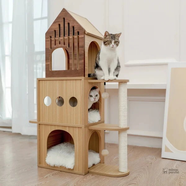 Arbre à chat chic avec coin litière pratique