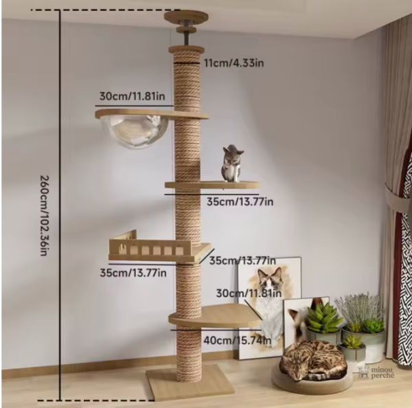 Arbre à chat au style naturel, hamac confortable