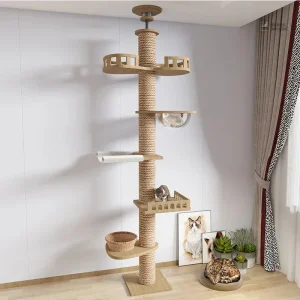 Arbre à chat en bois, design sol au plafond