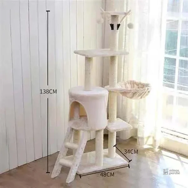Arbre à chat moderne en beige et gris élégant