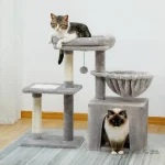 Arbre à chat cozy beige et gris confortable
