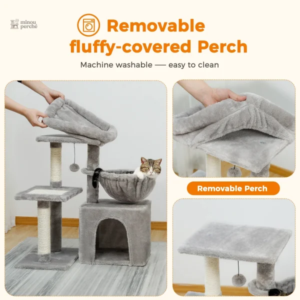 Arbre à chat beige, design moderne et élégant