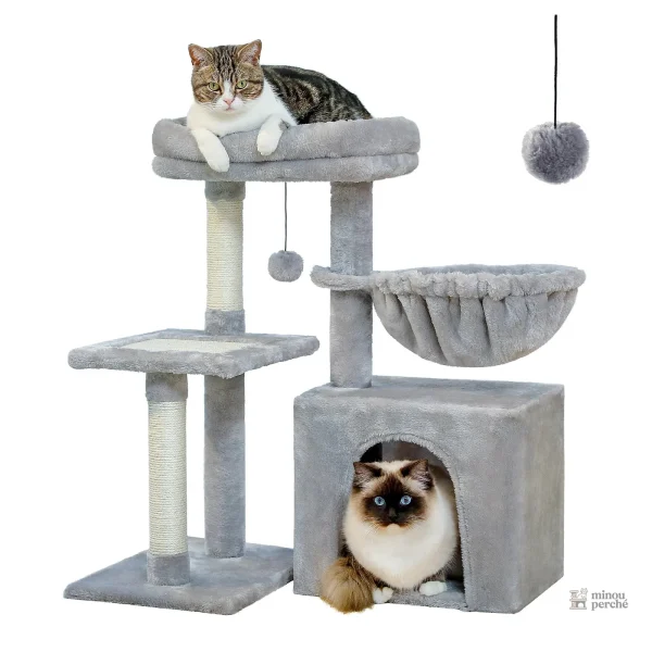 Espace de repos accueillant pour chats dans les tons beiges