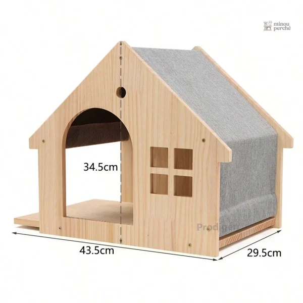 Support mural en bois pour gamelles de chats à deux niveaux