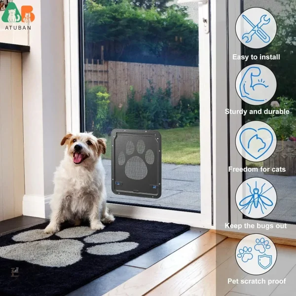 Chatière pour chat avec moustiquaire intégrée