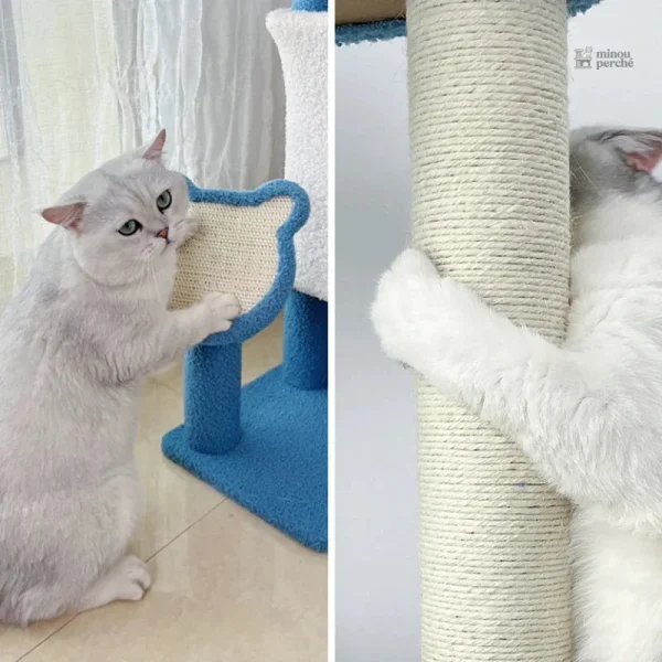 Cabane douillette intégrée à l'arbre à chat NuageBleu
