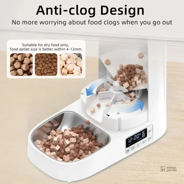 Distributeur de nourriture chat, capacité 4 litres