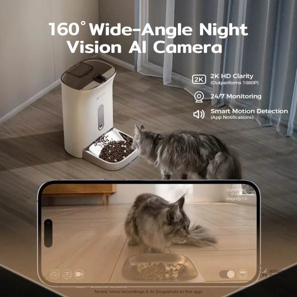 Distributeur de nourriture pour chat 4,5L, connecté WiFi
