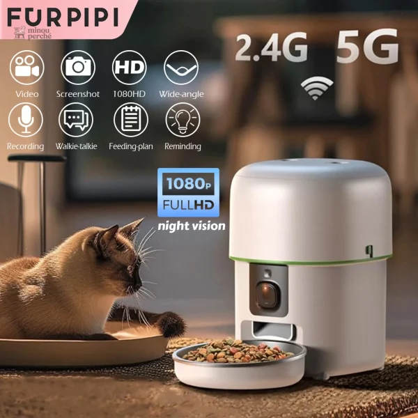 Distributeur automatique de nourriture pour chat connecté