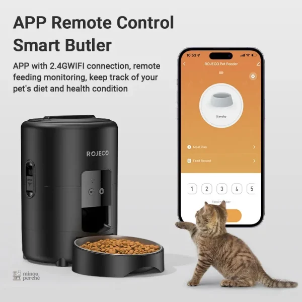 Distributeur de croquettes connecté pour chats