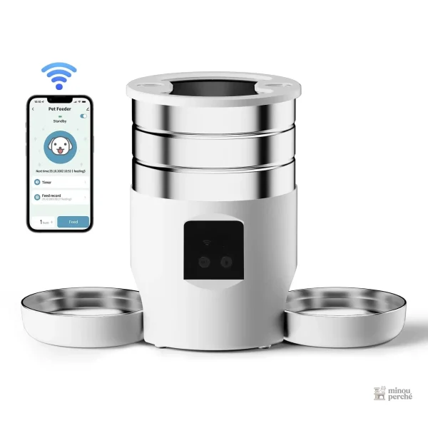 Distributeur de croquettes pour chats, programmable et pratique