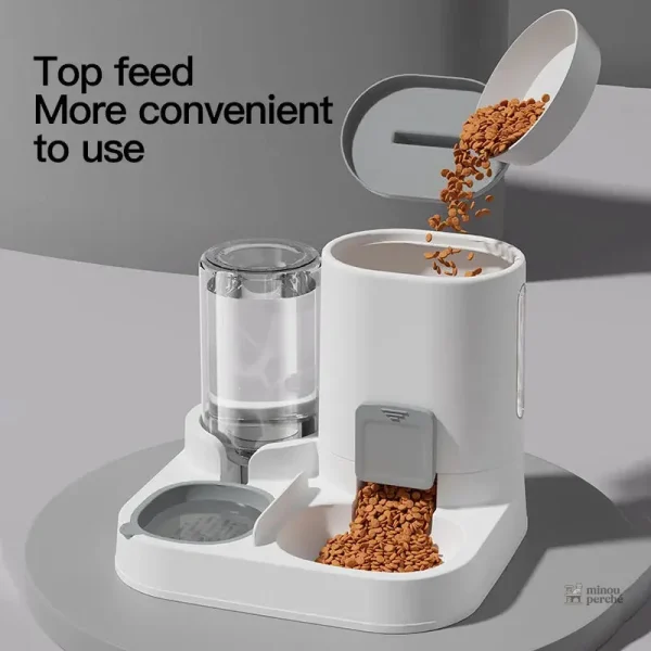 Gamelle à gravité pour croquettes et eau