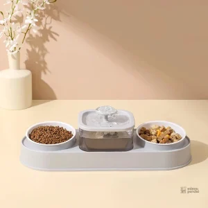 Distributeur et fontaine à eau pour chat double bol inox