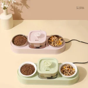 Fontaine à eau pour chat avec double bol en inox