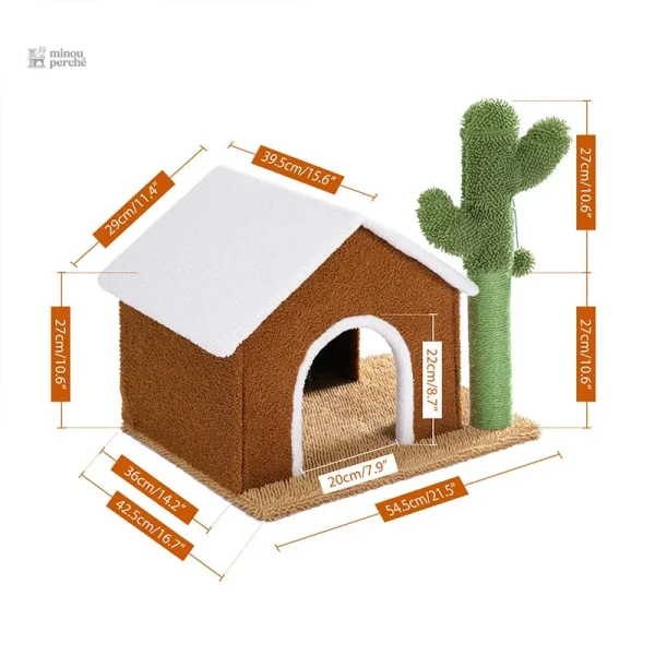 Maison pour chat avec griffoir et cactus - CactusConfort