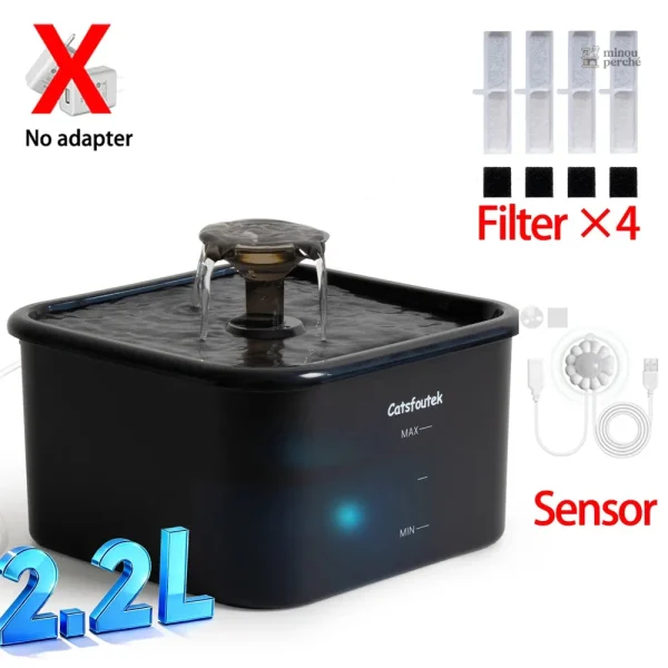 Fontaine à eau automatique pour chat HydraSense 2.2L