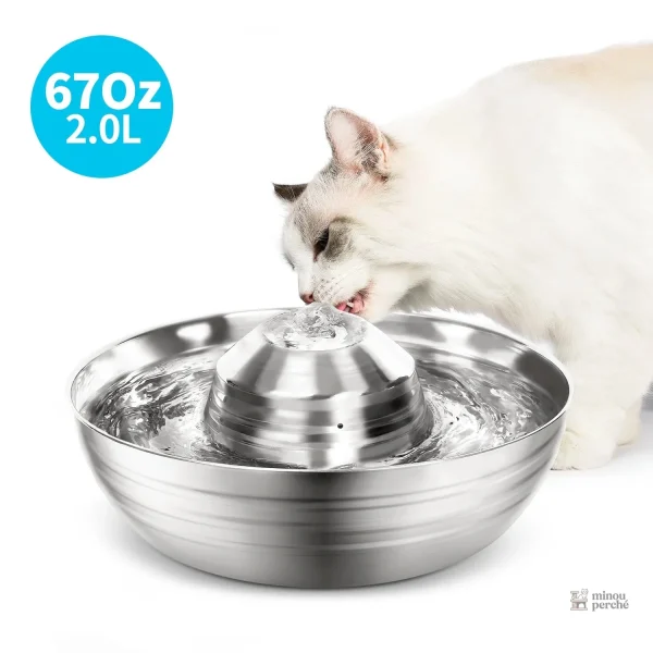 Fontaine à eau inox élégante pour chats "Miaou Steel" 2L