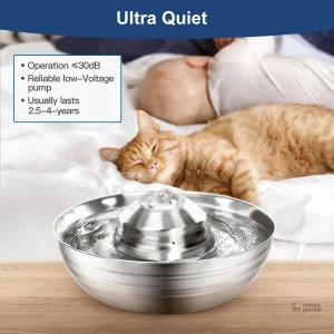 Distributeur d'eau design pour chats en acier inoxydable